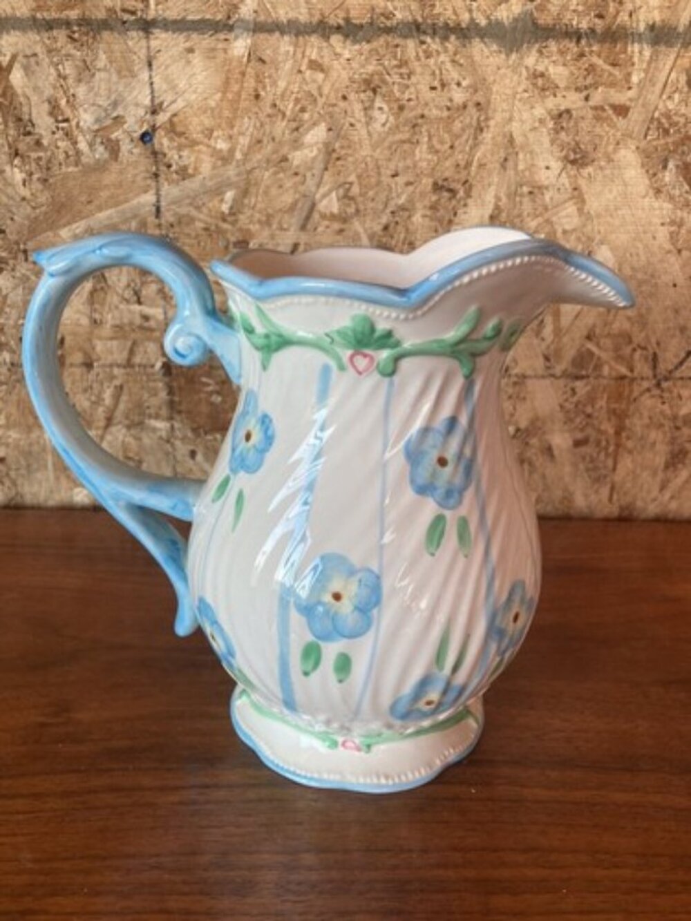 Blue Floral Pitcher Rite Aid Vintage Rare Flowers